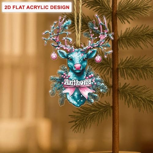Custom Name Reindeer Hanging Christmas Ornament