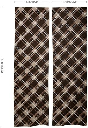 Brown and White Door Curtain Panel 17x57 Inch Split Door Divider