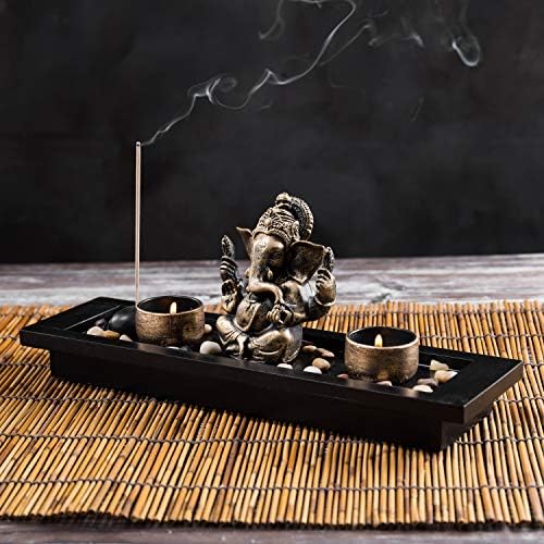 MyGift Mini Zen Garden with Ganesh Statue and Candles
