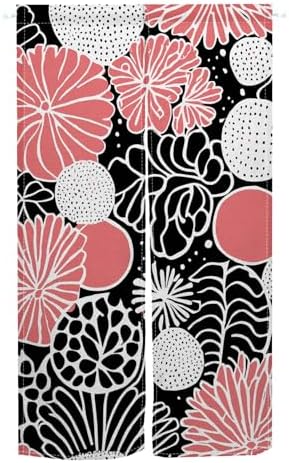 Modern Boho Pink Flower Noren Curtain Panel