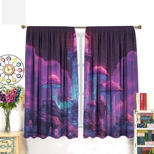 Fantasy Crystal Mushroom Curtain 2 Panels 21x45 Inch