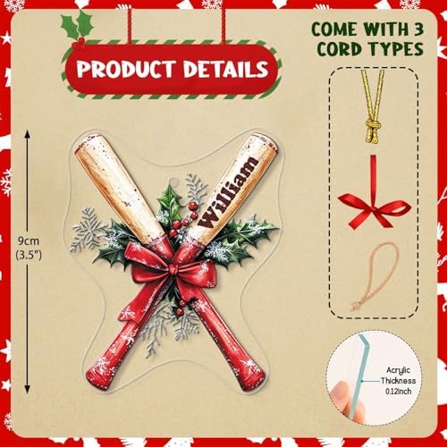 Custom Name Badminton Hanging Ornament 2D Acrylic Christmas Decoration