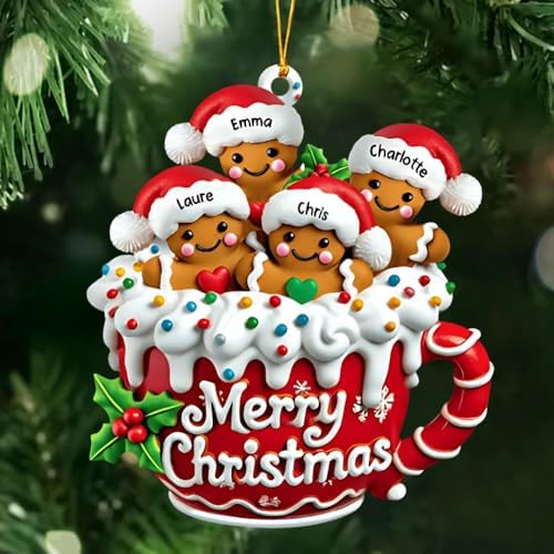 LASFOUR Personalized Gingerbread Family Ornament