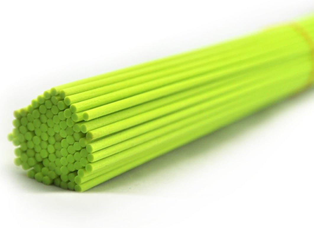 100 Fiber Reed Diffuser Sticks 20cm x 3mm Fluorescent Green
