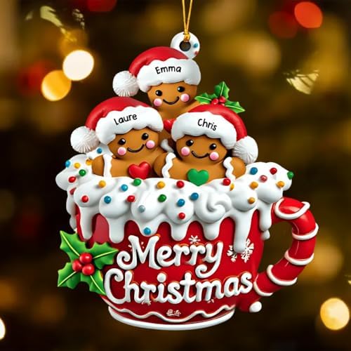 LASFOUR Personalized Gingerbread Family Ornament