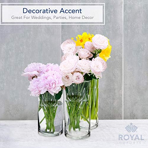 Royal Imports Glass Cylinder Vase Set of 3 - Candle Holder Floating Tealights