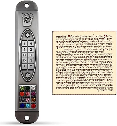 Set of 3 Pewter Mezuzah Cases with Scroll for Door Frame