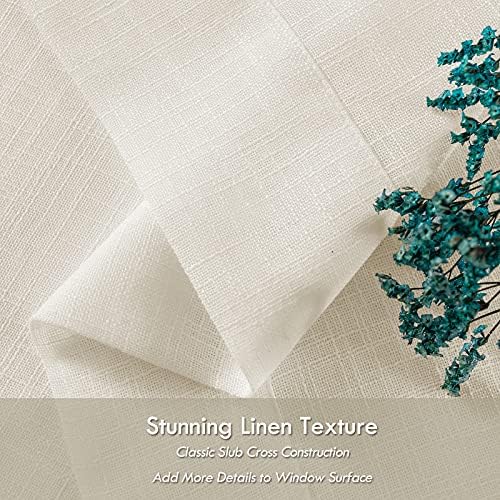 Melodieux Ivory Cream Linen Curtains 63 Inches 2 Panels