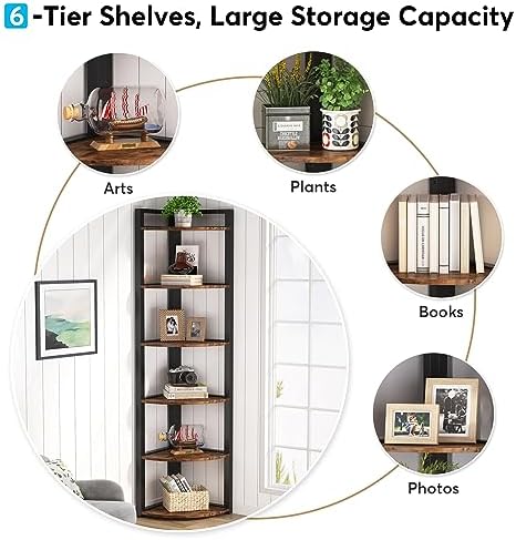 Tribesigns 6 Tier Corner Shelf Bookcase Storage Unit