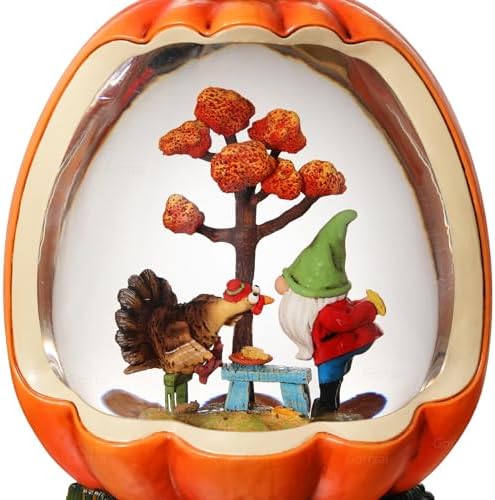 Gorrzai Fall Snow Globe with Pumpkin and Gnome