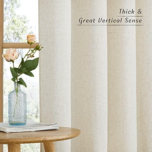 NICETOWN Natural Linen Curtains 2 Panels Set 80 Inches Long