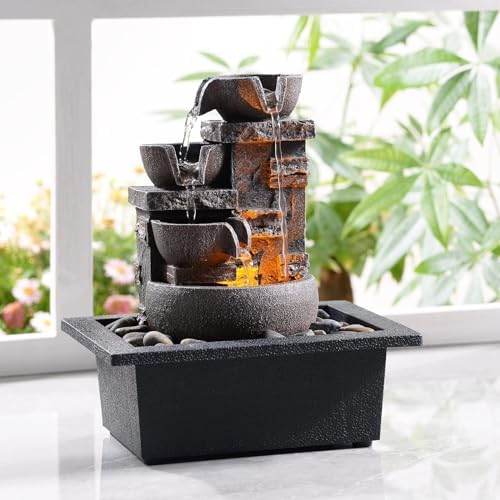 Kalona Decor Desktop Fountain - 4 Tier 10 Inch Design