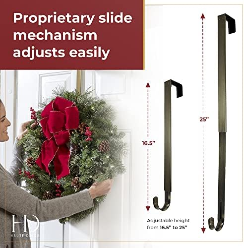 Haute Decor Adjustable Wreath Hanger 2 Pack Antique Brass