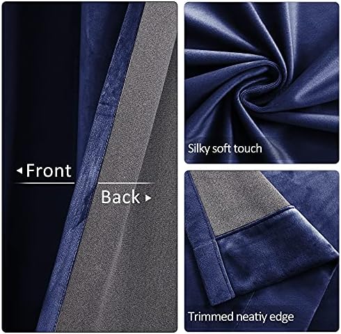 Super Soft Luxury Velvet Curtains 2 Panels Navy