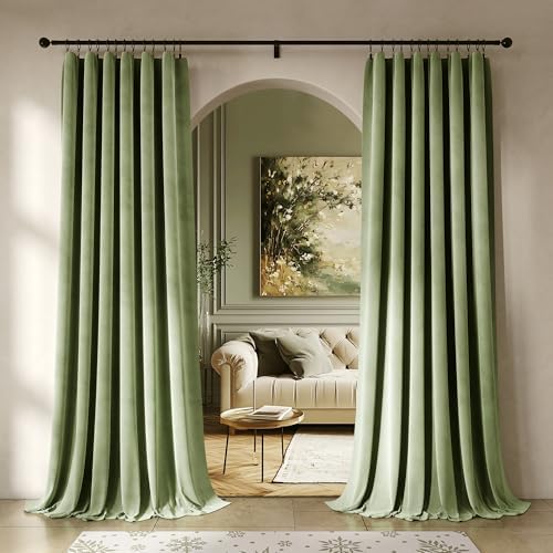 Beauoop Velvet Curtains 72 Inches Long 2 Panels Room Darkening