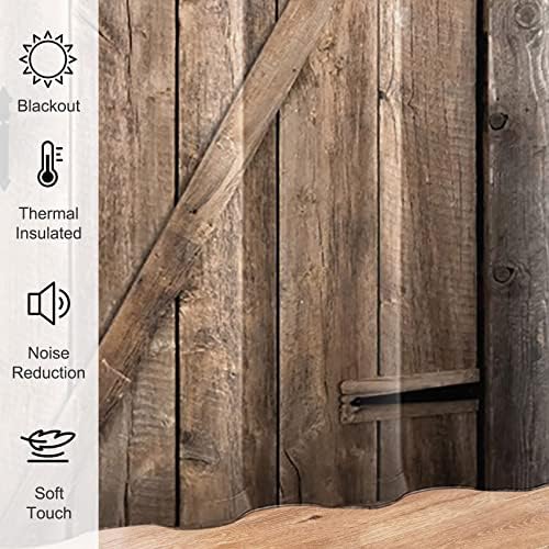 Yeele Rustic Wooden Barn Door Blackout Curtains Set of 2 Panels