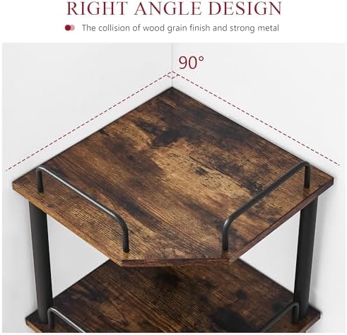 Tajsoon Corner Shelf Stand 3 Tier Rustic Brown