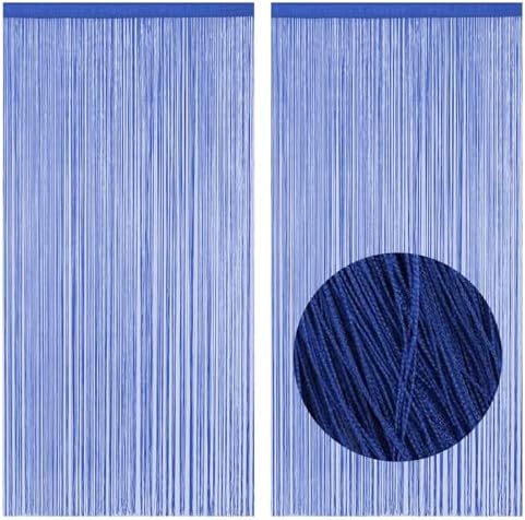 2Pcs String Curtains 39x79 Dark Blue Doorway Curtain