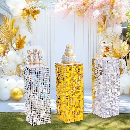 Silver Shimmer Pedestal Stand for Party Decor
