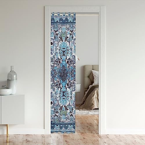 Boho Mandala Door Curtain Teal Blue Velvet Panel 34W x 80L