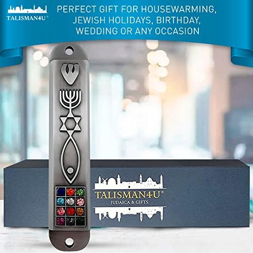 Set of 3 Pewter Mezuzah Cases with Scroll for Door Frame