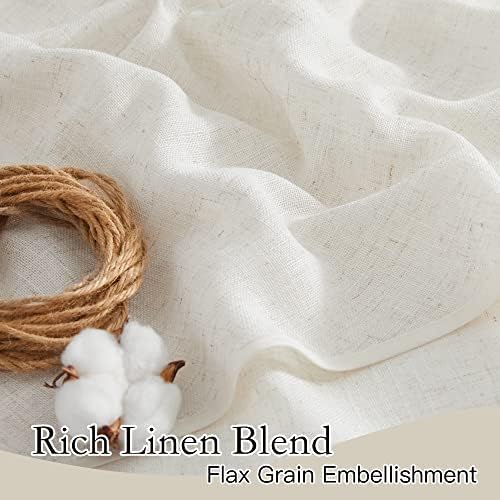 RYB HOME Linen Sheer Curtains - 52 x 72 2 Panels