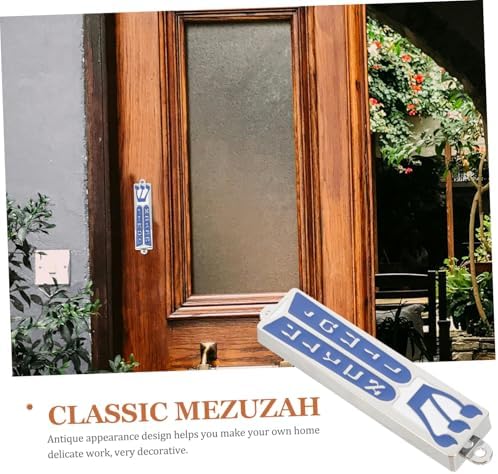 Jewish Mezuzah Sacred Scroll Metal Case for Entryway Blessing