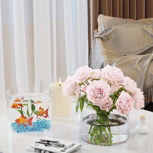 SUREHOME 4 Pack Clear Glass Cylinder Vases for Centerpieces