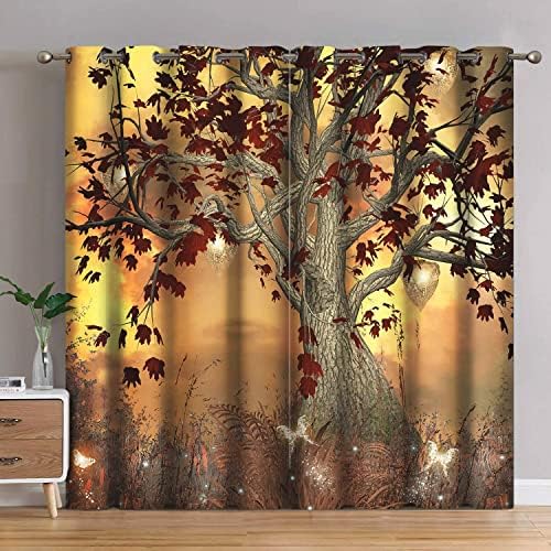 Jekeno Fall Tree Blackout Curtains 2 Panel Set