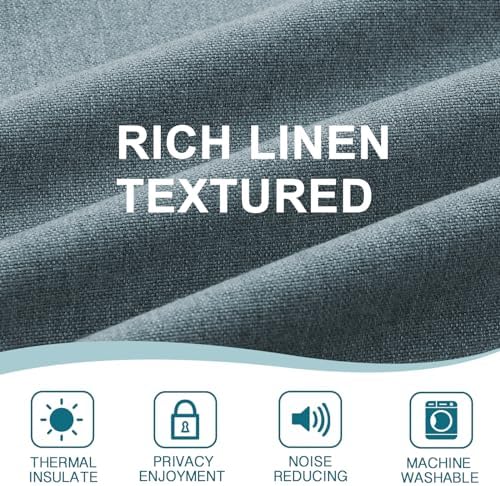Turquoize Thick Linen Door Curtain Panel 25W x 72L Stone Blue