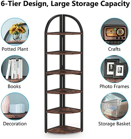 Tribesigns 6 Tier Corner Shelf 71 Inch Tall