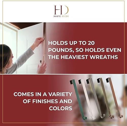 Haute Decor Adjustable Wreath Hanger 2 Pack Antique Brass