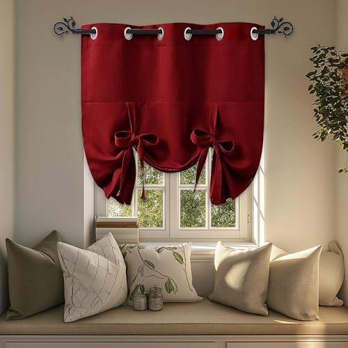 Pony Dance Red Thermal Kitchen Curtains