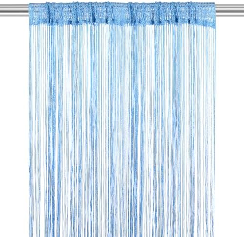 Lake Blue Decorative Door String Curtain 39x79 Inch Panel