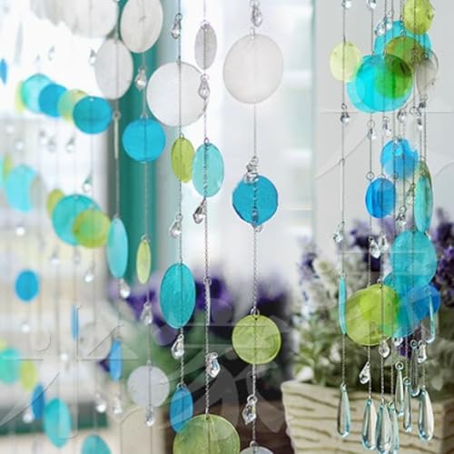 Blue Beaded Curtain for Doorway Privacy Partition