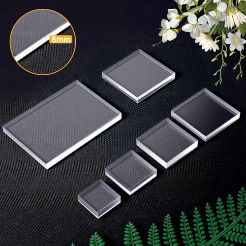 6 Pcs Clear Acrylic Square Blocks Display Stand