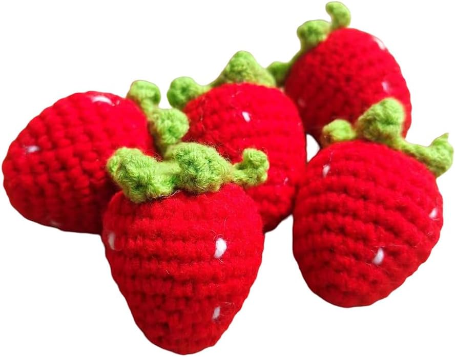 5 Pcs Handmade Woven Strawberry Shape Hanging Decorations