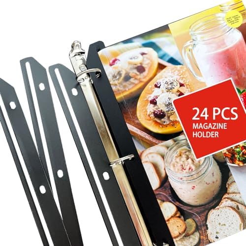 24Pcs Black Magazine Holder For Binder 3 Hole Punched