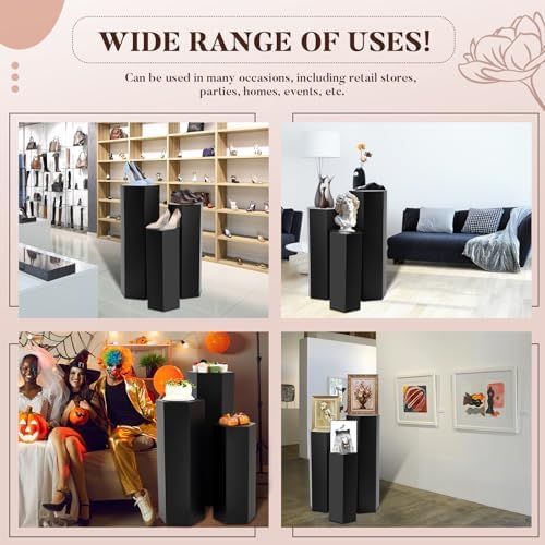 Yaocom 3 Pcs Matte Black Pedestal Stands for Display