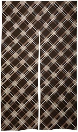 Brown and White Door Curtain Panel 17x57 Inch Split Door Divider