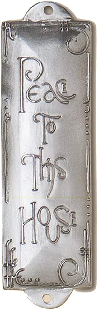 Peace to This House Mezuzah Blessing Handcrafted Fine Pewter Christian Jewish Wall Plaque