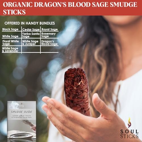 Floral Sage Incense Stick - 9 Inch Dragons Blood Smudge Stick with Guide