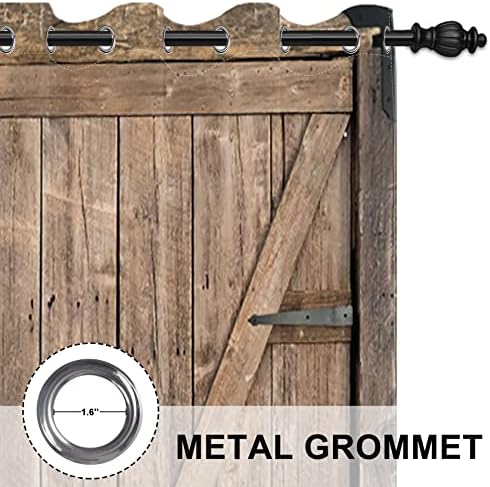 Yeele Rustic Wooden Barn Door Blackout Curtains Set of 2 Panels