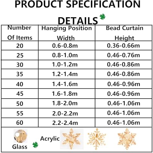 Arched String Beads Door Curtain with Snowflakes