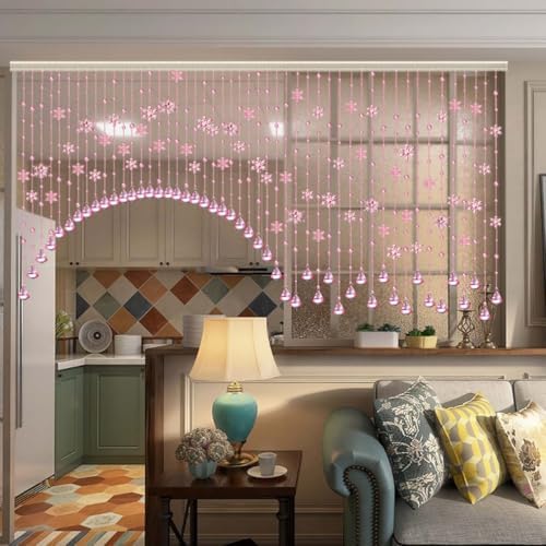Clear Blue Purple Pink Sparkle String Curtain