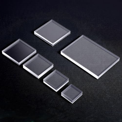 6 Pcs Clear Acrylic Square Blocks Display Stand