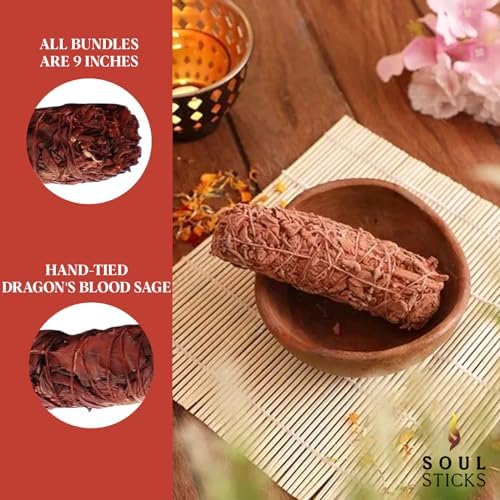 Floral Sage Incense Stick - 9 Inch Dragons Blood Smudge Stick with Guide