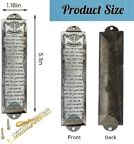Prefdo Metal Mezuzah Plaque with Scroll