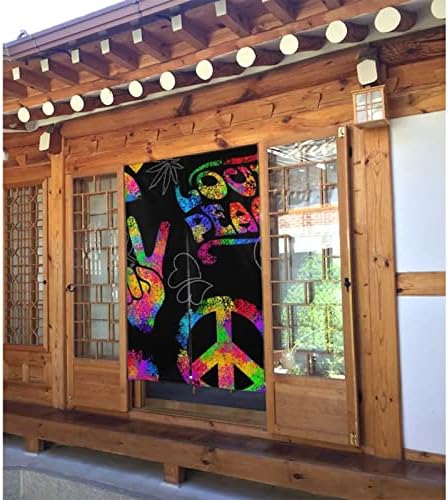 Jumusi Entrance Door Curtain 34x56 Rainbow Peace Love Sign