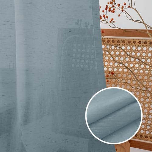 Turquoize Teal Linen French Door Curtains with Tie Back
